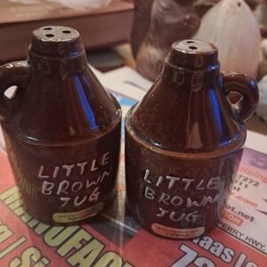 Little Brown Jug Ceramic Salt and Pepper Shakers - Brown